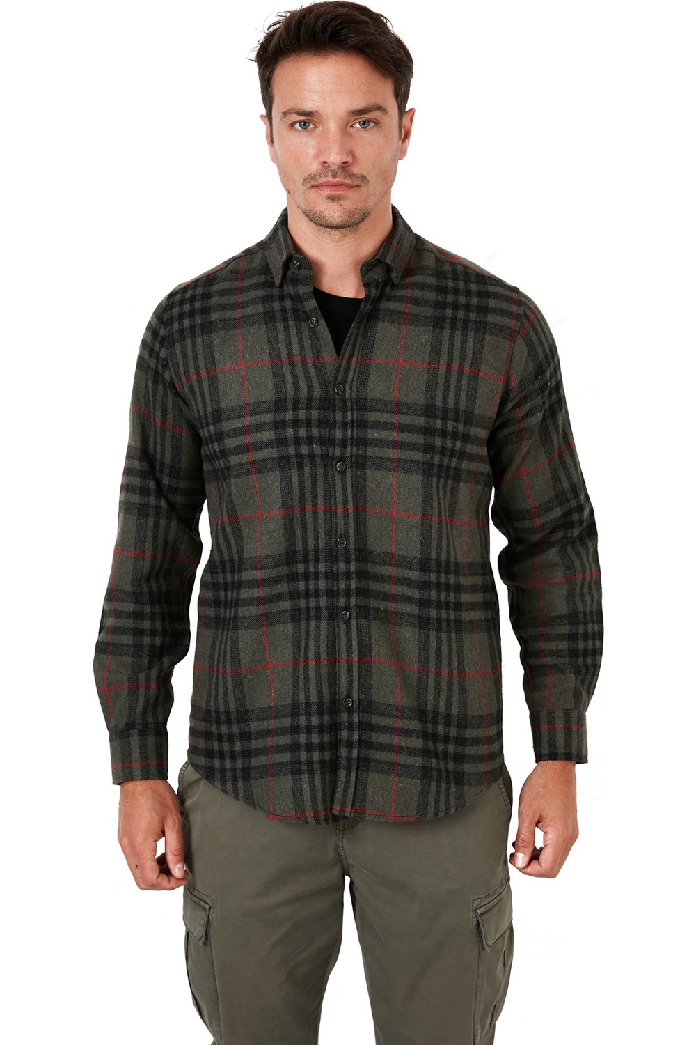 Buratti Ekoseli Uzun Kollu Slim Fit Kışlık Gömlek Erkek Gömlek CF21W112844 görsel 6