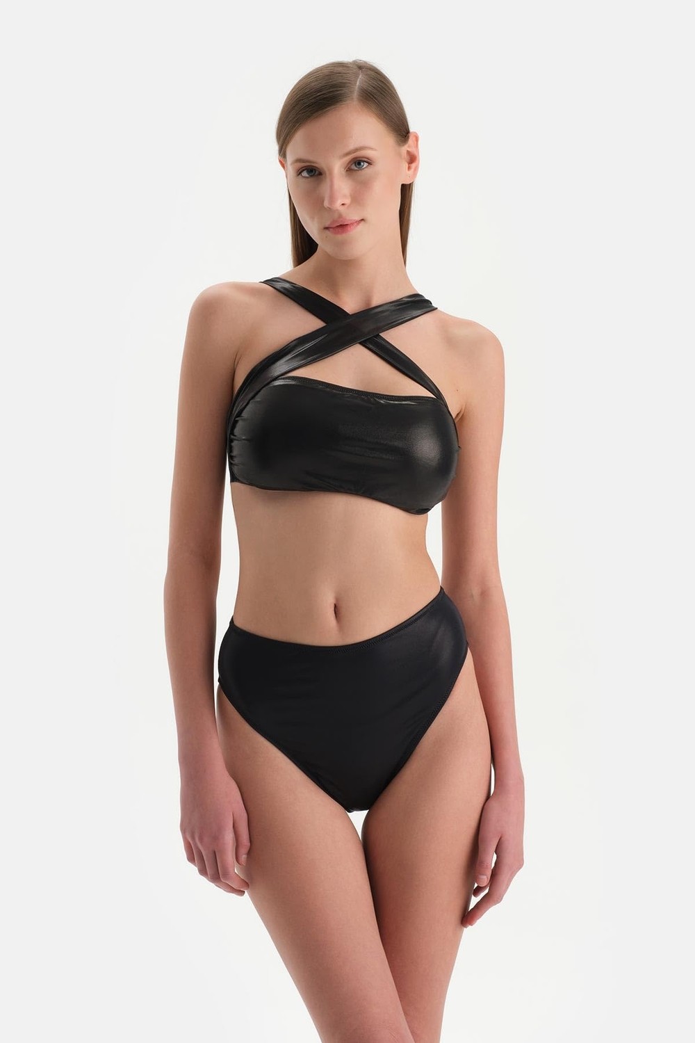 Aesco Dagi Kadın Halter Yaka Bikini Üst, Örme, Siyah, 38
