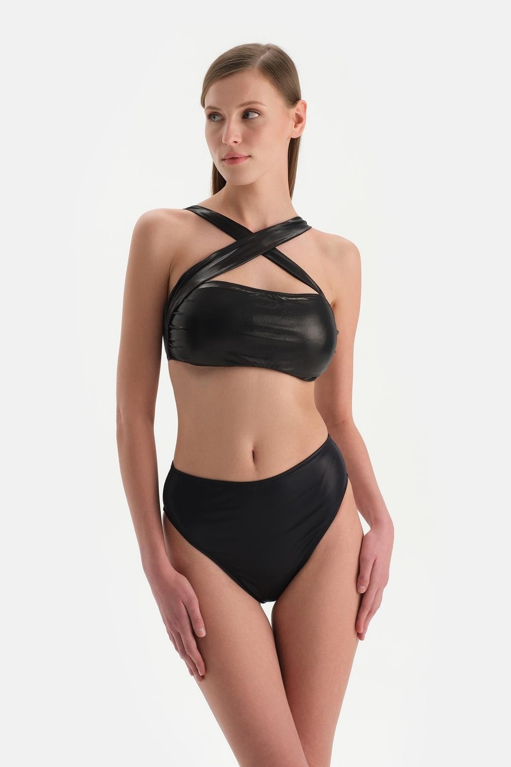 Aesco Dagi Kadın Halter Yaka Bikini Üst, Örme, Siyah, 38 görsel 5