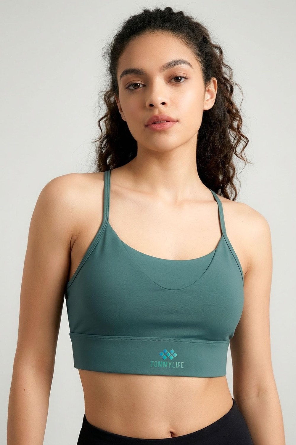 Aesco Orman Yeşili Standart Fit Baskılı Sırt Detaylı Kadın Spor Büstiyer - 97300 görsel 4