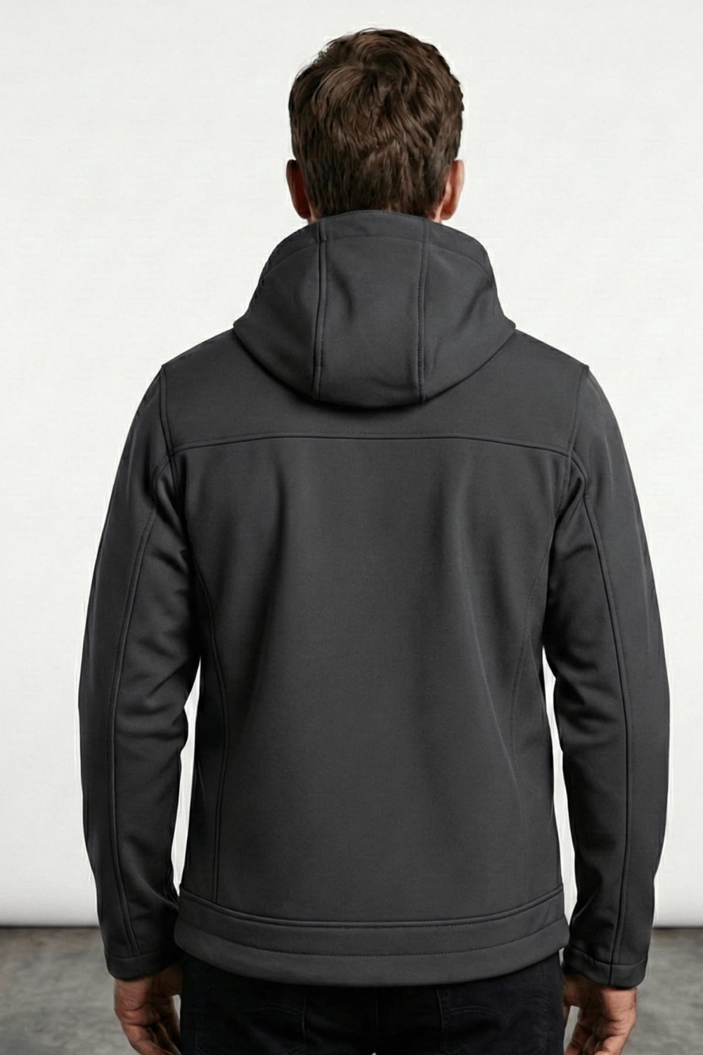 Die Grup Erkek Mont Içi Polarlı Softshell Mont Su ve Rüzgar Geçirmez Kapüşonlu Spor Mont Füme 2xl görsel 3