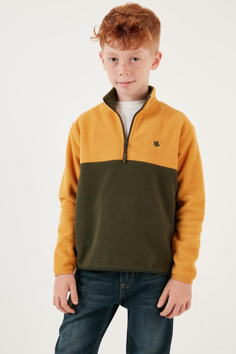 Die Grup Lela Yumuşak Dokulu Yarım Fermuarlı Renk Bloklu Dik Yaka Polar Unisex Çocuk Polar 5905004 görsel 3