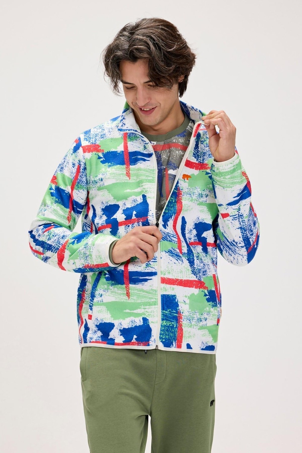 Die Grup Bad Bear Full Zip Drew Polar Erkek Dik Yaka Ceket, Çok Renkli, L görsel 2