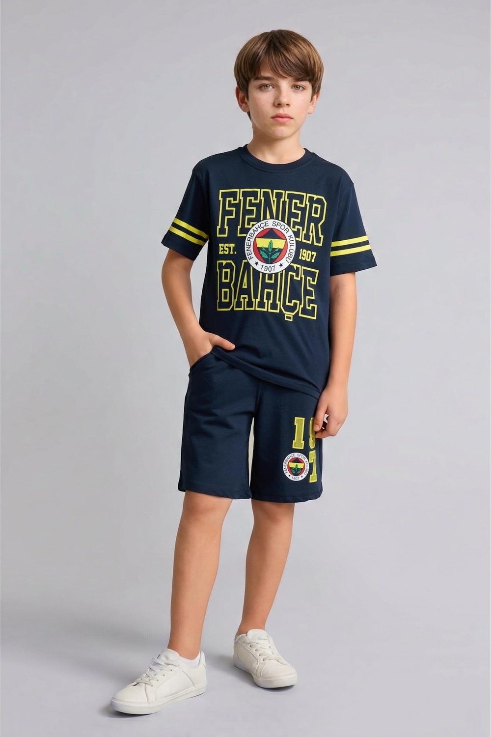 Die Grup DEFACTO%100 Pamuk Fenerbahçe Oversize Şort Erkek Çocuk H8000A826HS görsel 3