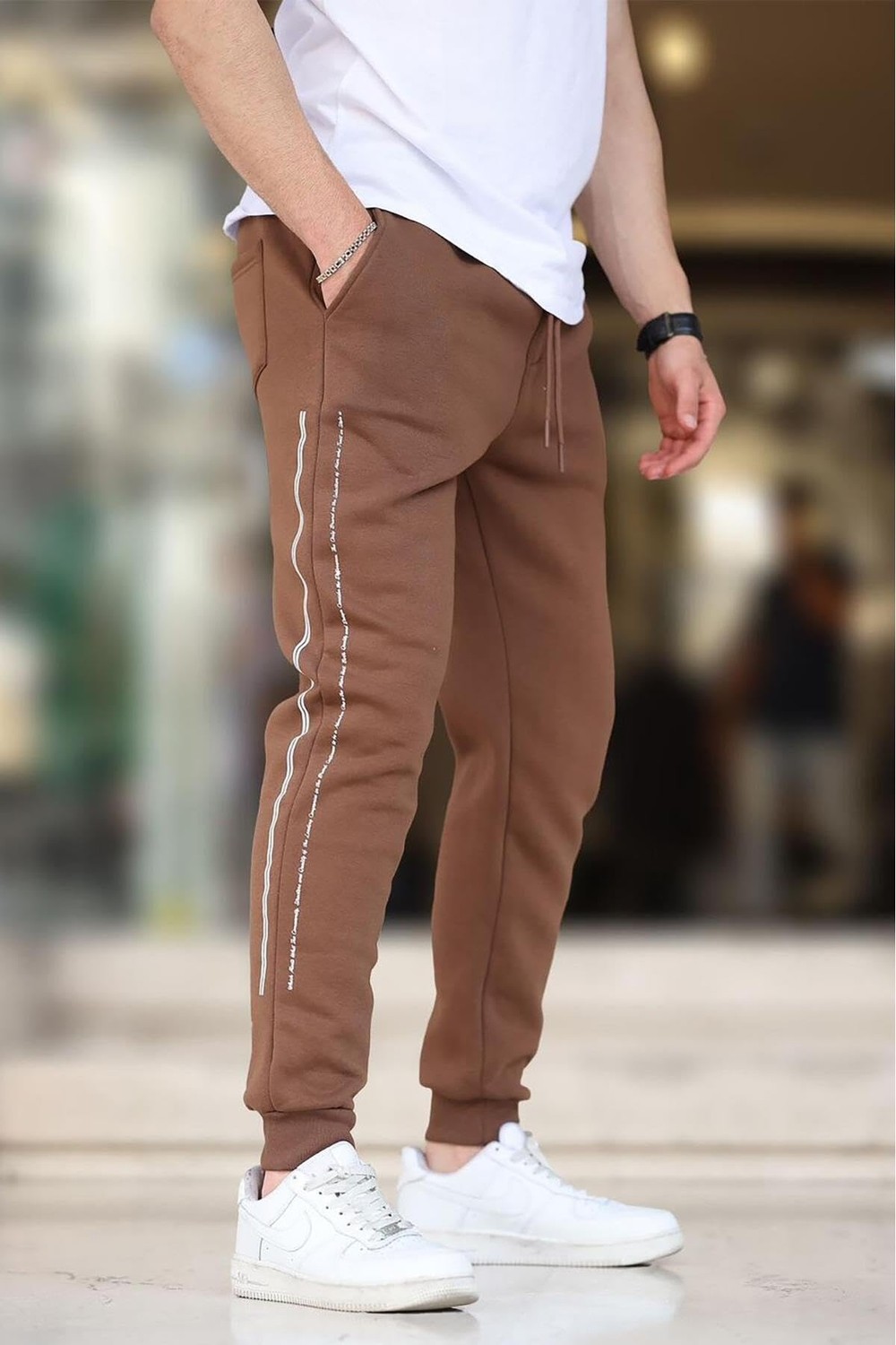 Die Grup Madmext Kahverengi Erkek Eşofman Altı, Yandan Şeritli, Paçası Lastikli, Regular Kalıp, 2xl