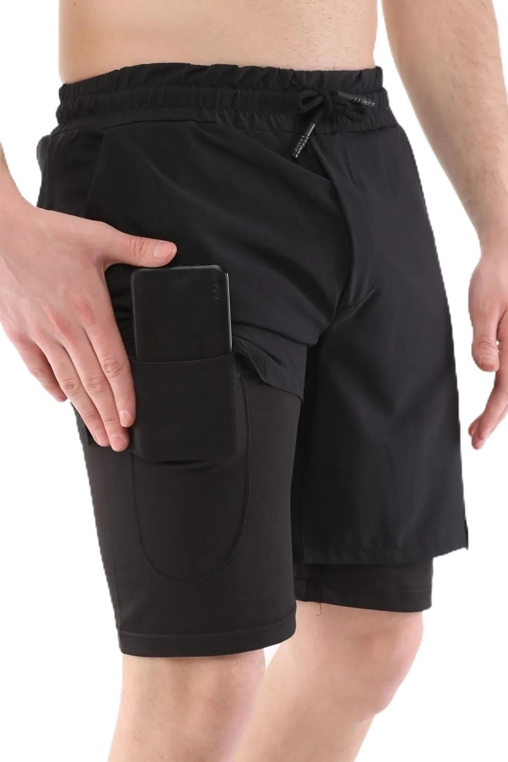 Die Grup Genıus Storeerkek Running Hızlı Kuruma Micropoly Antrenman Halısaha Fitness Kısa Taytlı Outdoor Şort (Siyah, S)