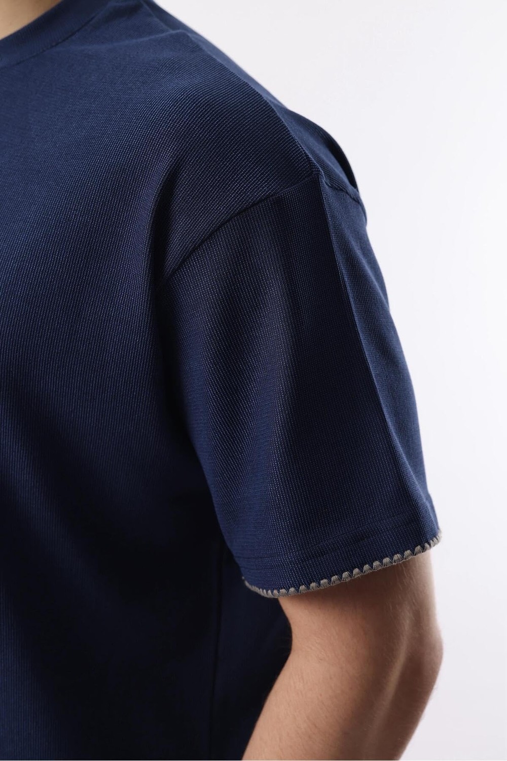 Die Grup Madmext Lacivert Nakış Detaylı Erkek Şort T-Shirt Takım E7305,LACIVERT S görsel 4