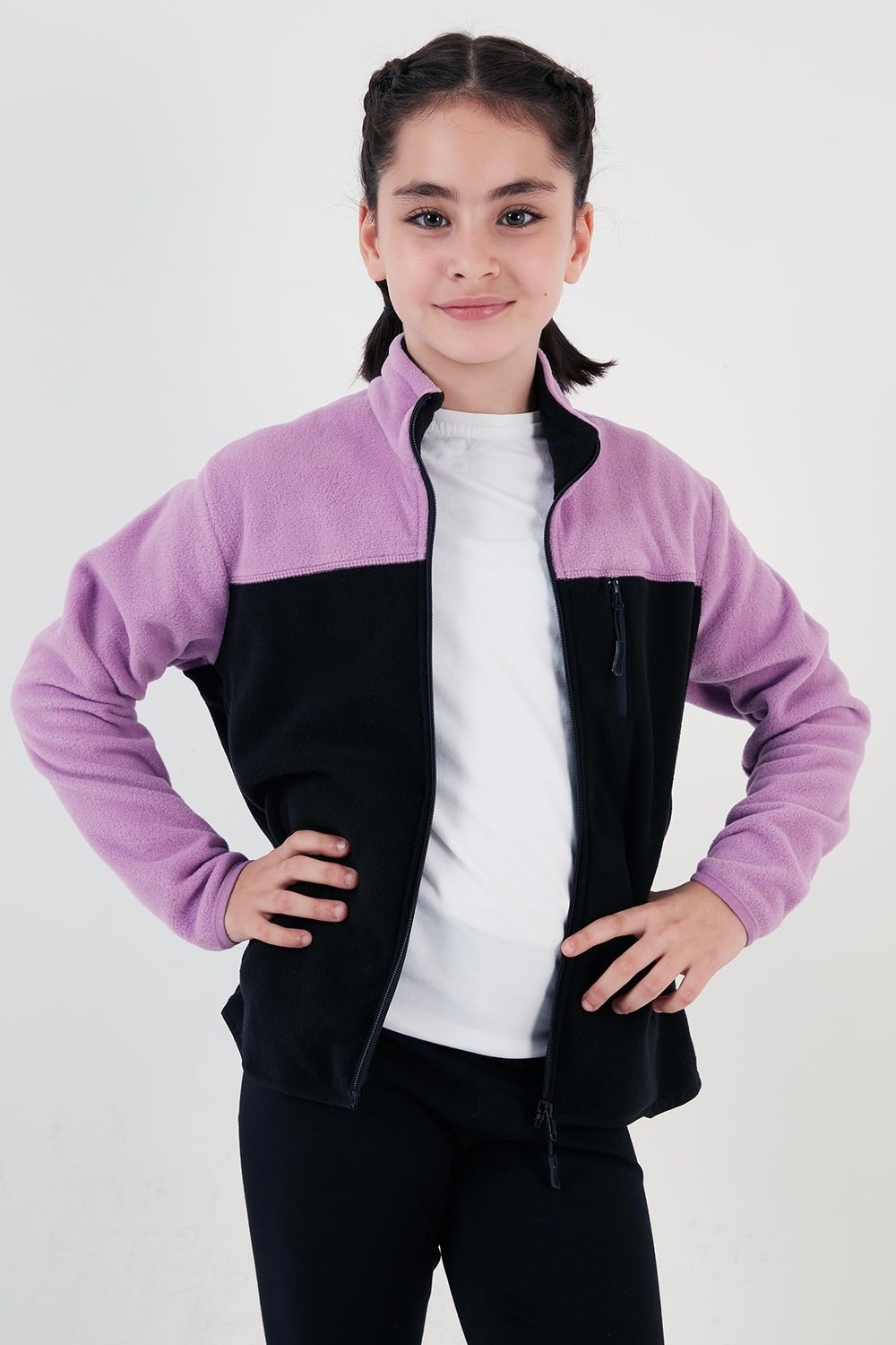 Die Grup Lela Yumuşak Dokulu Fermuarlı Renk Bloklu Dik Yaka Cepli Hırka Polar Unisex Çocuk Polar 5905001 görsel 4