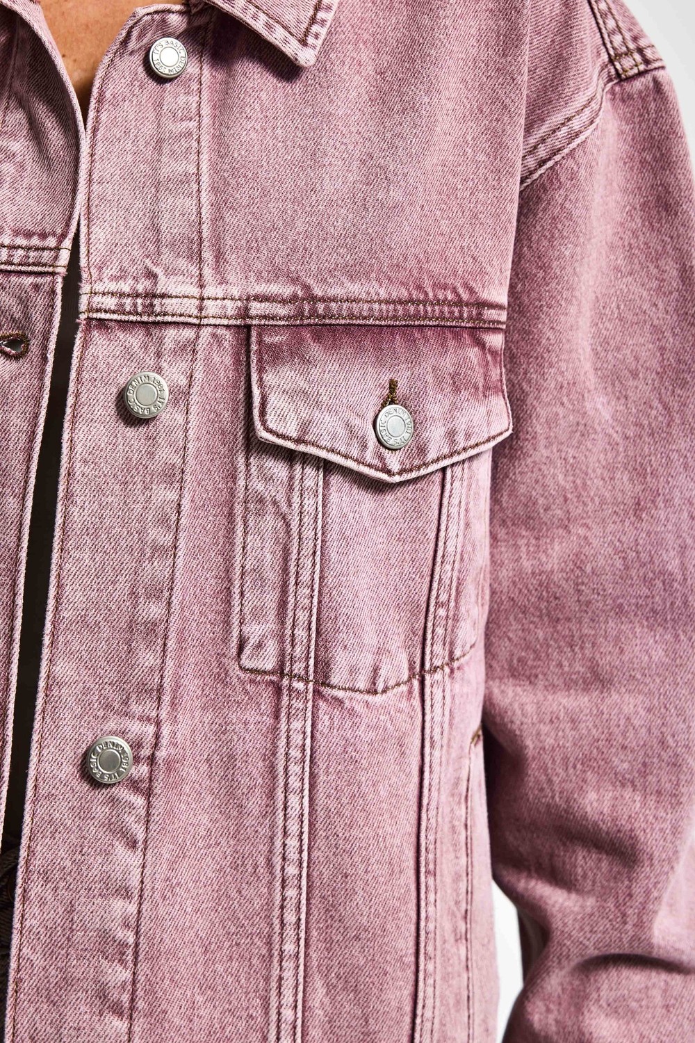 It's Basic Kadın Lila 3s6-98 Oversize Özel Yıkamalı Bol Kesim Denim Ceket görsel 5