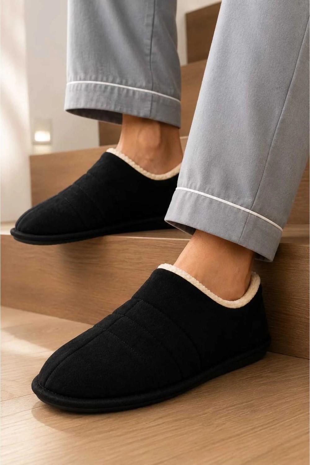 Slipcat Unisex, Kapitone Dikişli, Içi Kürklü, Süet Ev Terliği, Sıcak Tutan Panduf