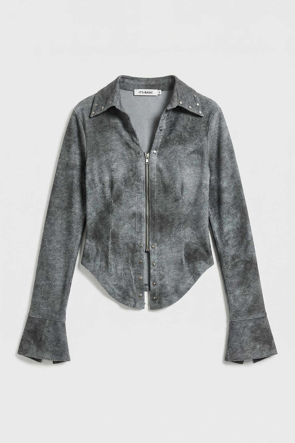 It's Basic Kadın Siyah W5 Fermuar ve Drop Detaylı Özel Tasarım Crop Top görsel 2