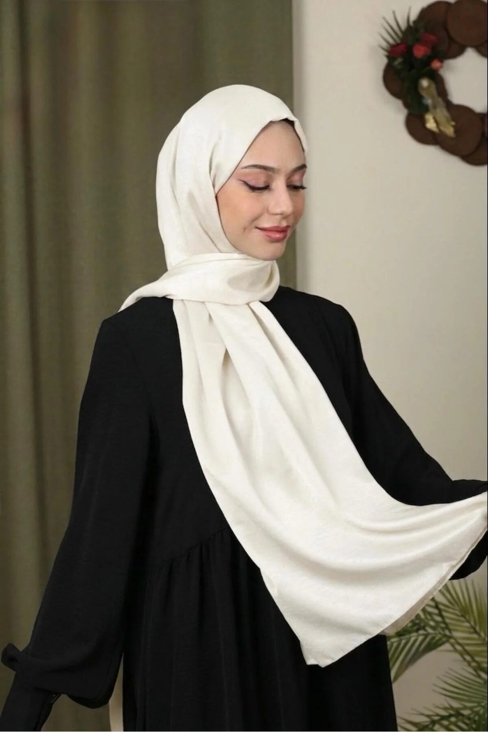 Flora Tekstil Abiye Şal Parlak Bambu Ipek Şal görsel 5
