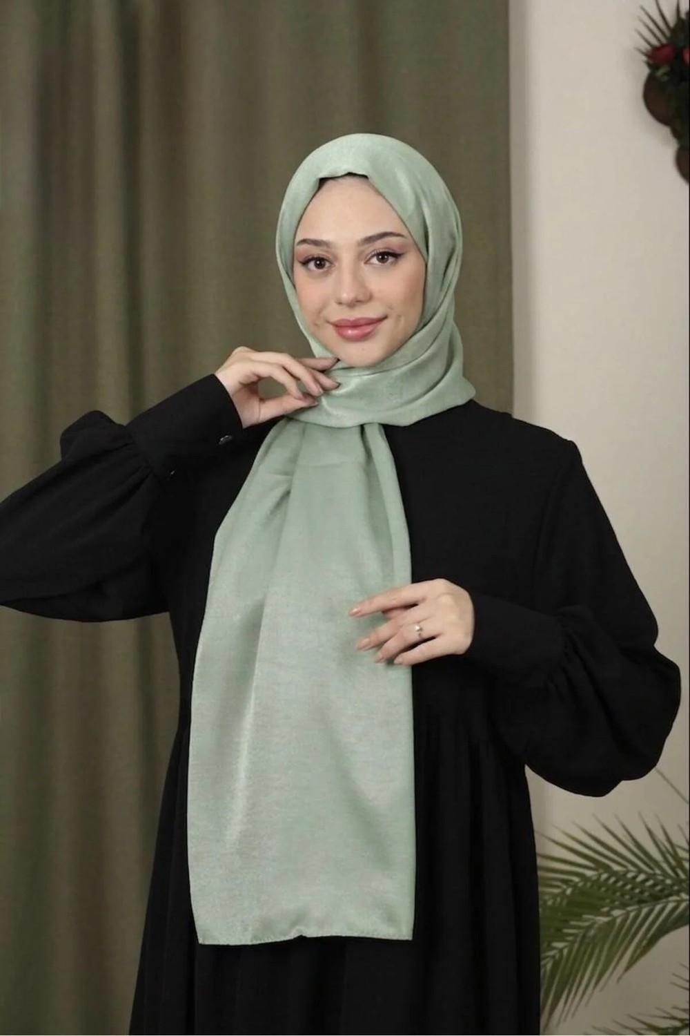 Flora Tekstil Abiye Şal Parlak Bambu Ipek Şal görsel 3