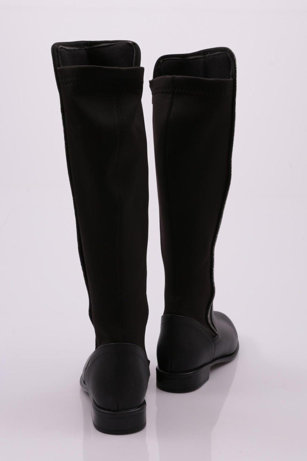DGN 508-22K Kadin Arkasi Stretch Yan Taşli Şerit Knee High Flats Çizme görsel 7