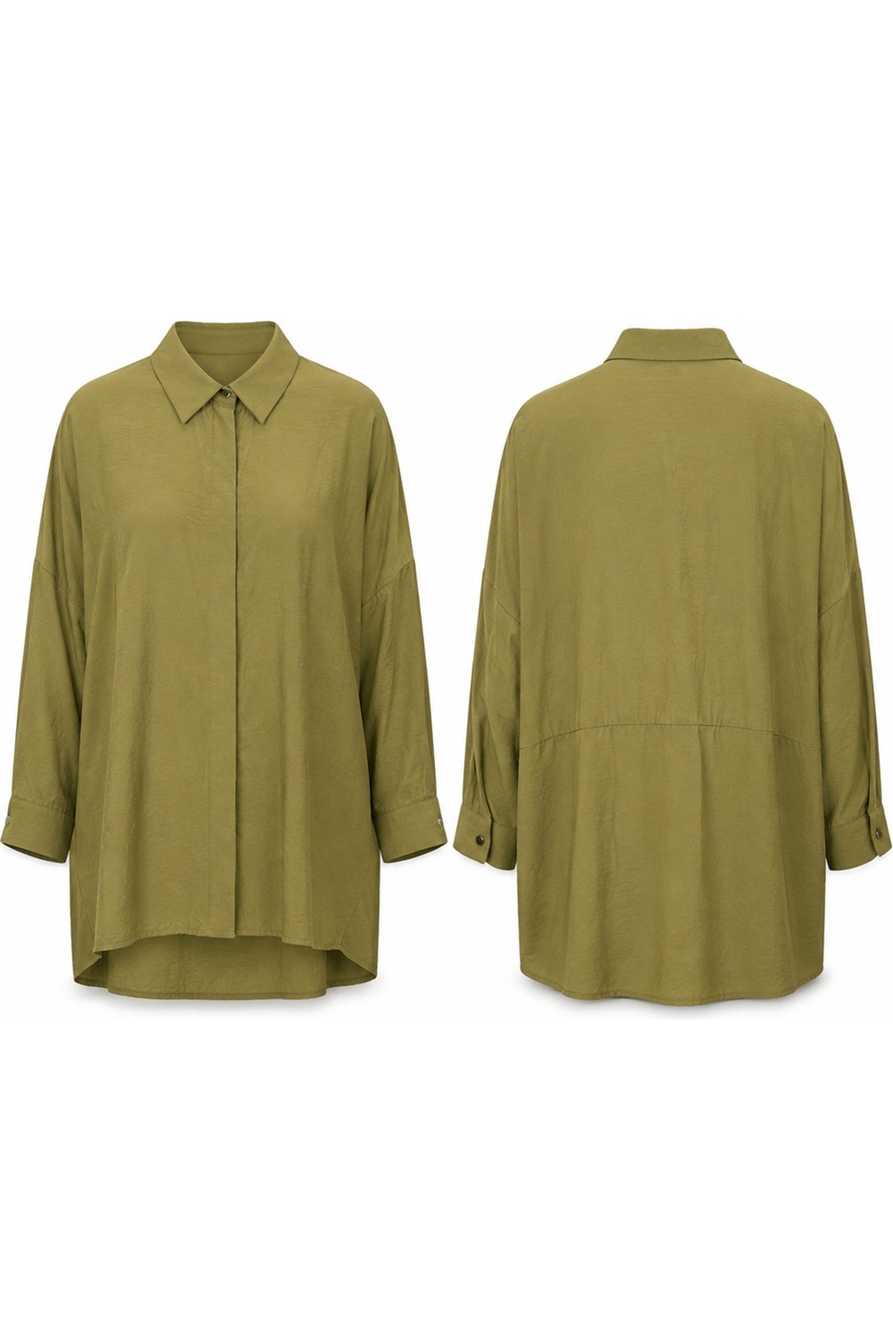 Lale Butik Düz Kesim Düğme Detaylı Modal Gömlek 19605 Lacivert görsel 6