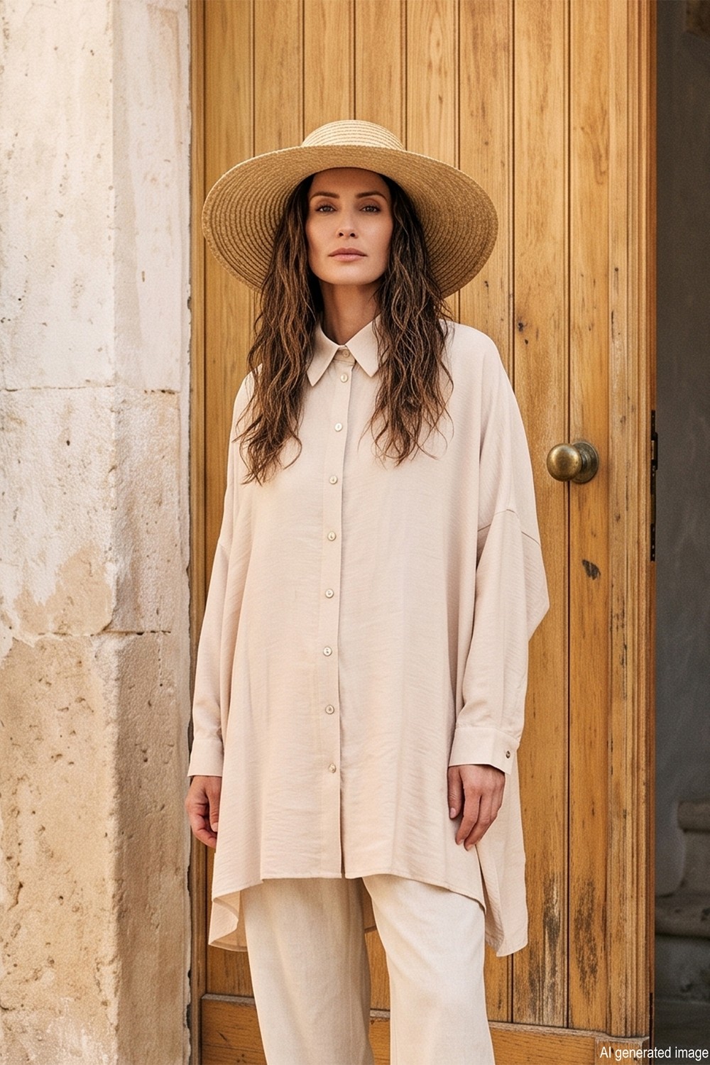 Lale Butik Düz Kesim Düğme Detaylı Modal Gömlek 19605 Mavi görsel 7