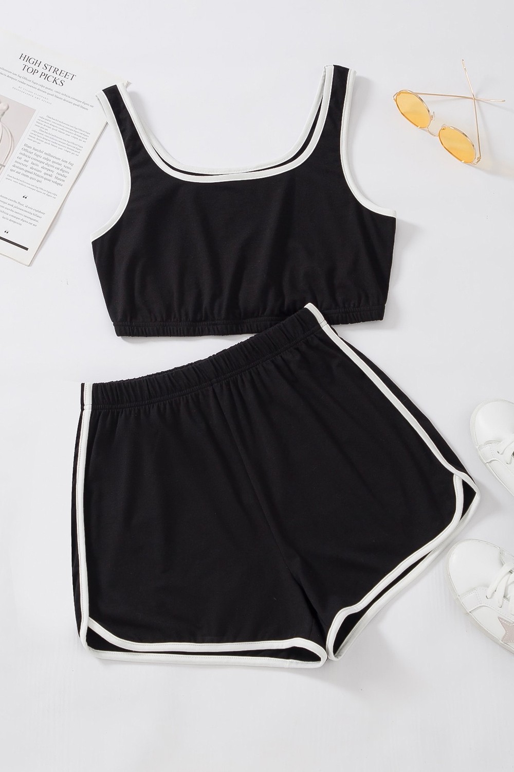 Ozka Concept Kadın Siyah Askılı Crop Top Şortlu Gecelik Takım H110560