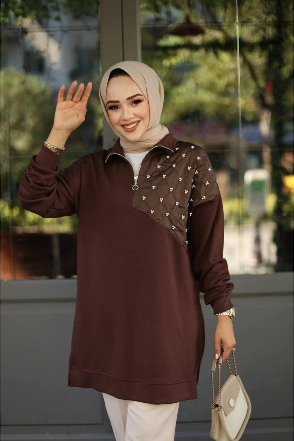 Mitodo Afili Butik MİTODO Kapitoneli Taş Çakimli Tunik