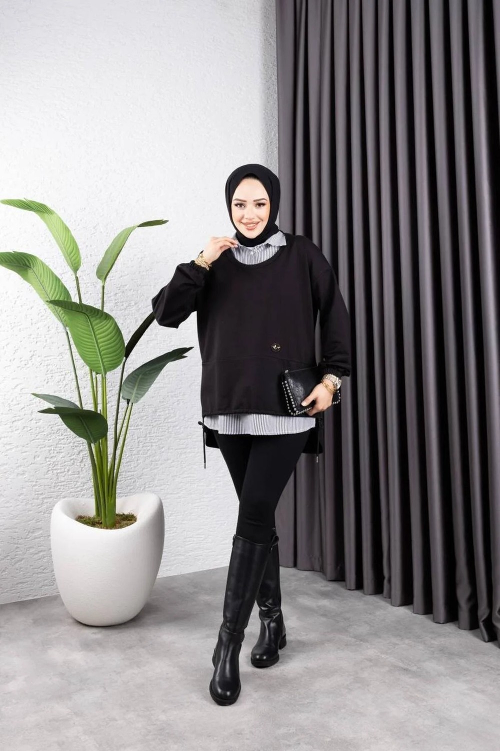 Afili Butik Gömlek Yakali̇ Iki̇ Ipli̇kli̇ Tuni̇k