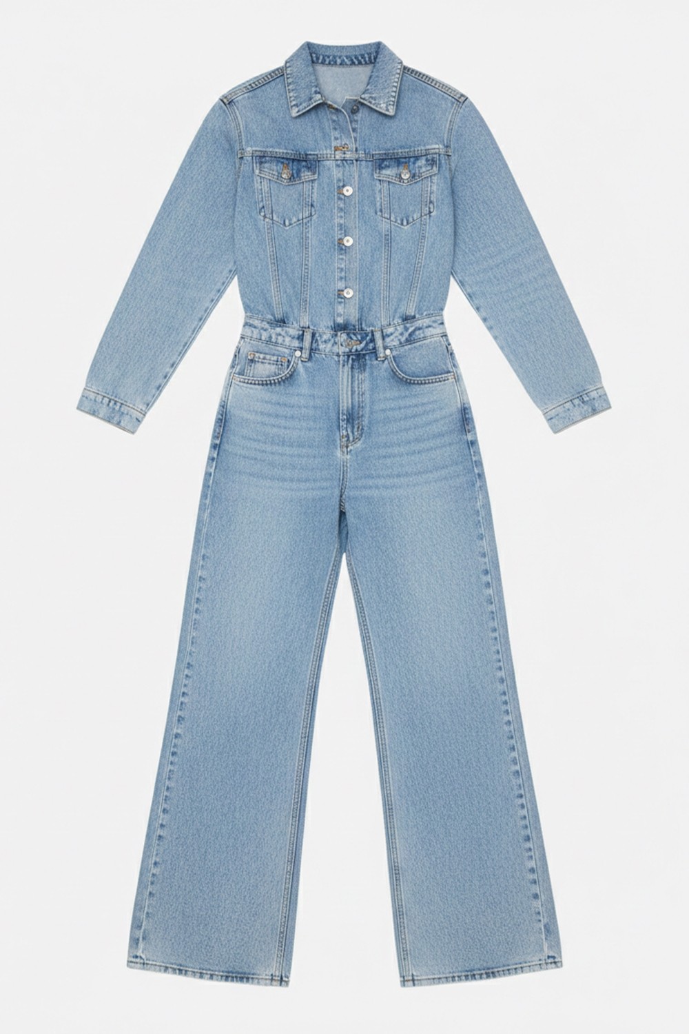It's Basic Kadın Kot Rengi 3s6-3 Straight Fit %100 Koton Denim Tulum görsel 5