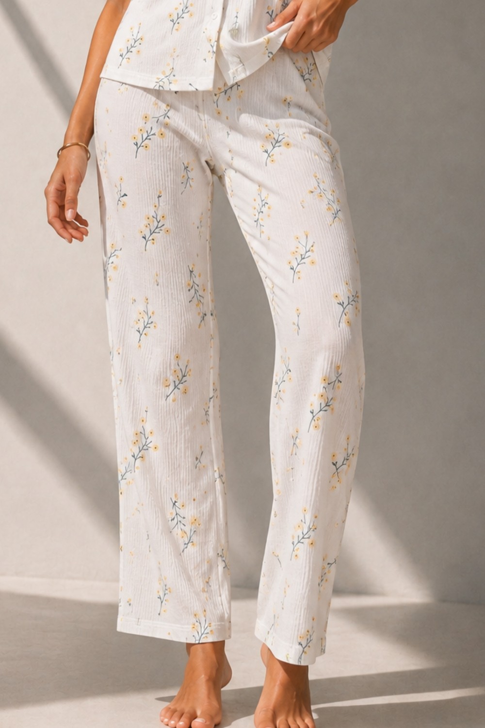 Fit Women Kadın Klasik Doğal Düğme Gece Su Yeşili Pijama Takımı görsel 4