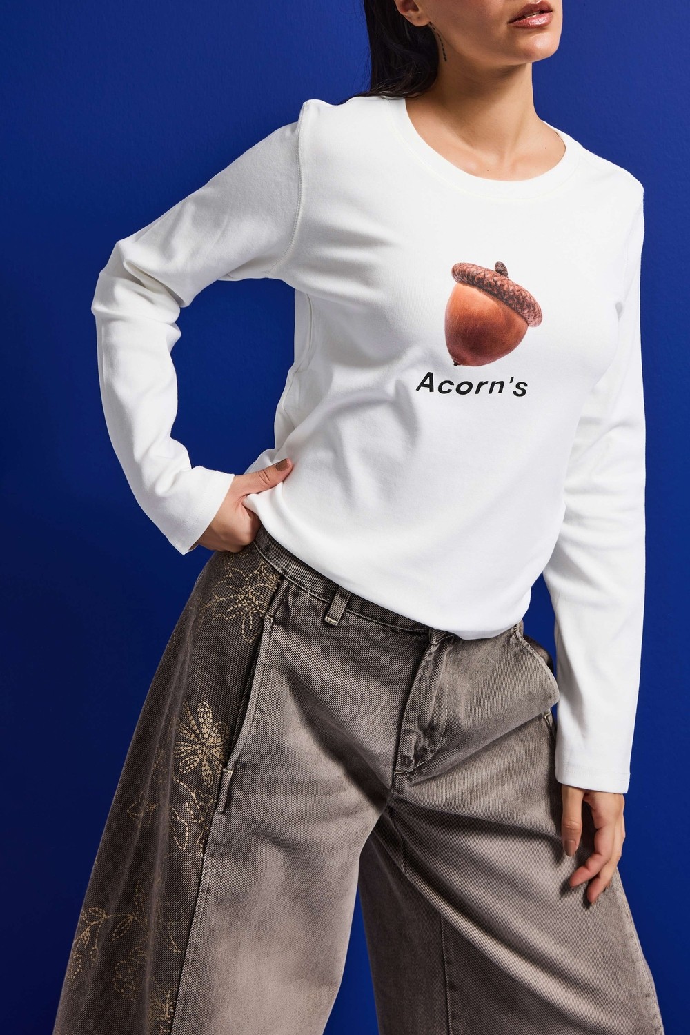 It's Basic Kadın Beyaz W5 Oversize Baskılı %100 Pamuk Sweatshirt görsel 2