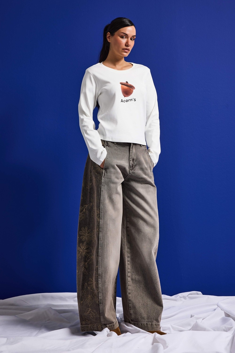 It's Basic Kadın Beyaz W5 Oversize Baskılı %100 Pamuk Sweatshirt görsel 5