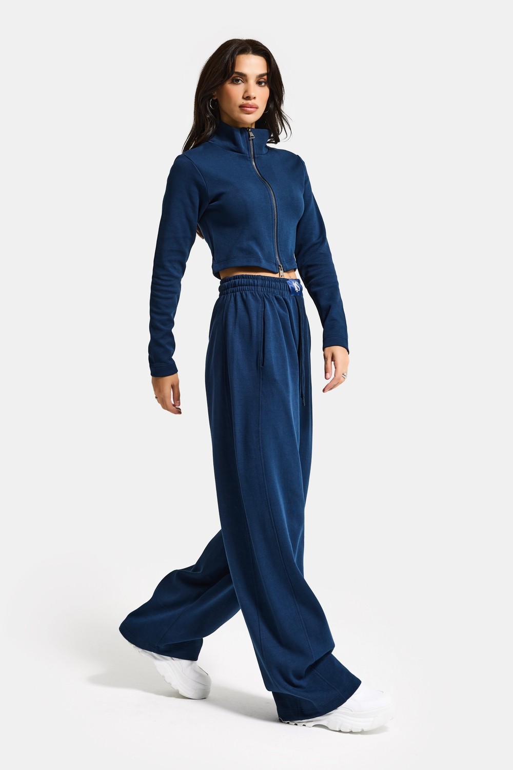 It's Basic Kadın Lacivert Renk W5-56 Örme Kumaş Eşofman ve Fermuarlı Sweatshirt Alt Üst 2'li Kombin Takım