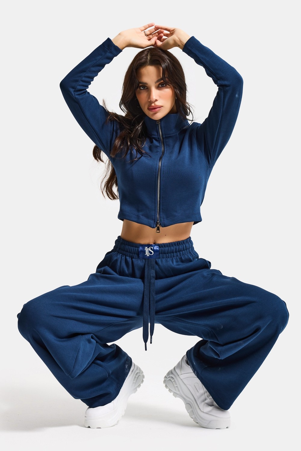 It's Basic Kadın Lacivert Renk W5-56 Örme Kumaş Eşofman ve Fermuarlı Sweatshirt Alt Üst 2'li Kombin Takım görsel 2