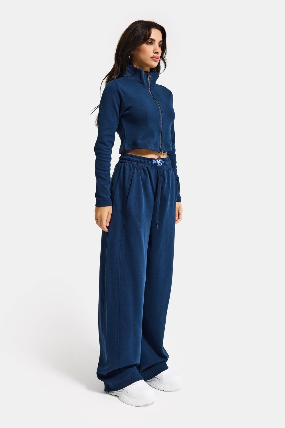 It's Basic Kadın Lacivert Renk W5-56 Örme Kumaş Eşofman ve Fermuarlı Sweatshirt Alt Üst 2'li Kombin Takım görsel 3