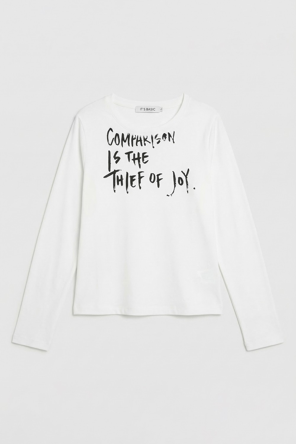 It's Basic Kadın Beyaz W5 Yazı Baskılı %100 Pamuk Sweatshirt görsel 3
