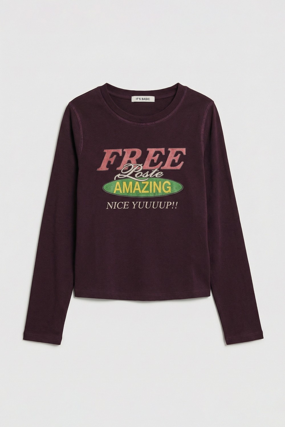 It's Basic Kadın Kahve Bordo W5 Free Amazing Baskılı Tasarım Sweatshirt görsel 2