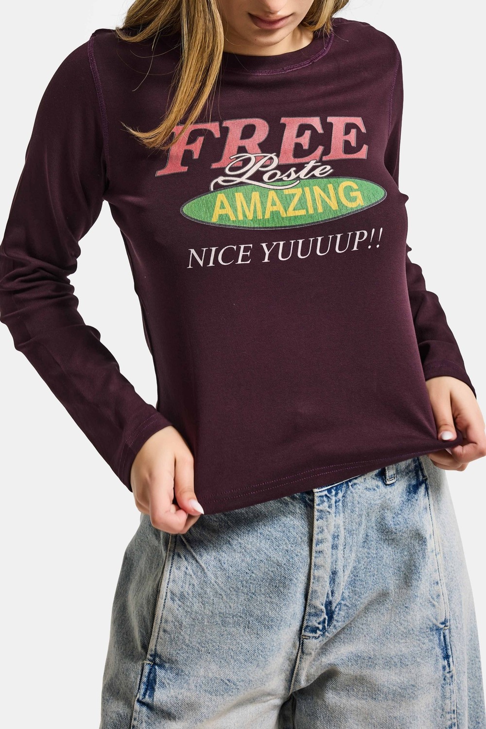 It's Basic Kadın Kahve Bordo W5 Free Amazing Baskılı Tasarım Sweatshirt görsel 5
