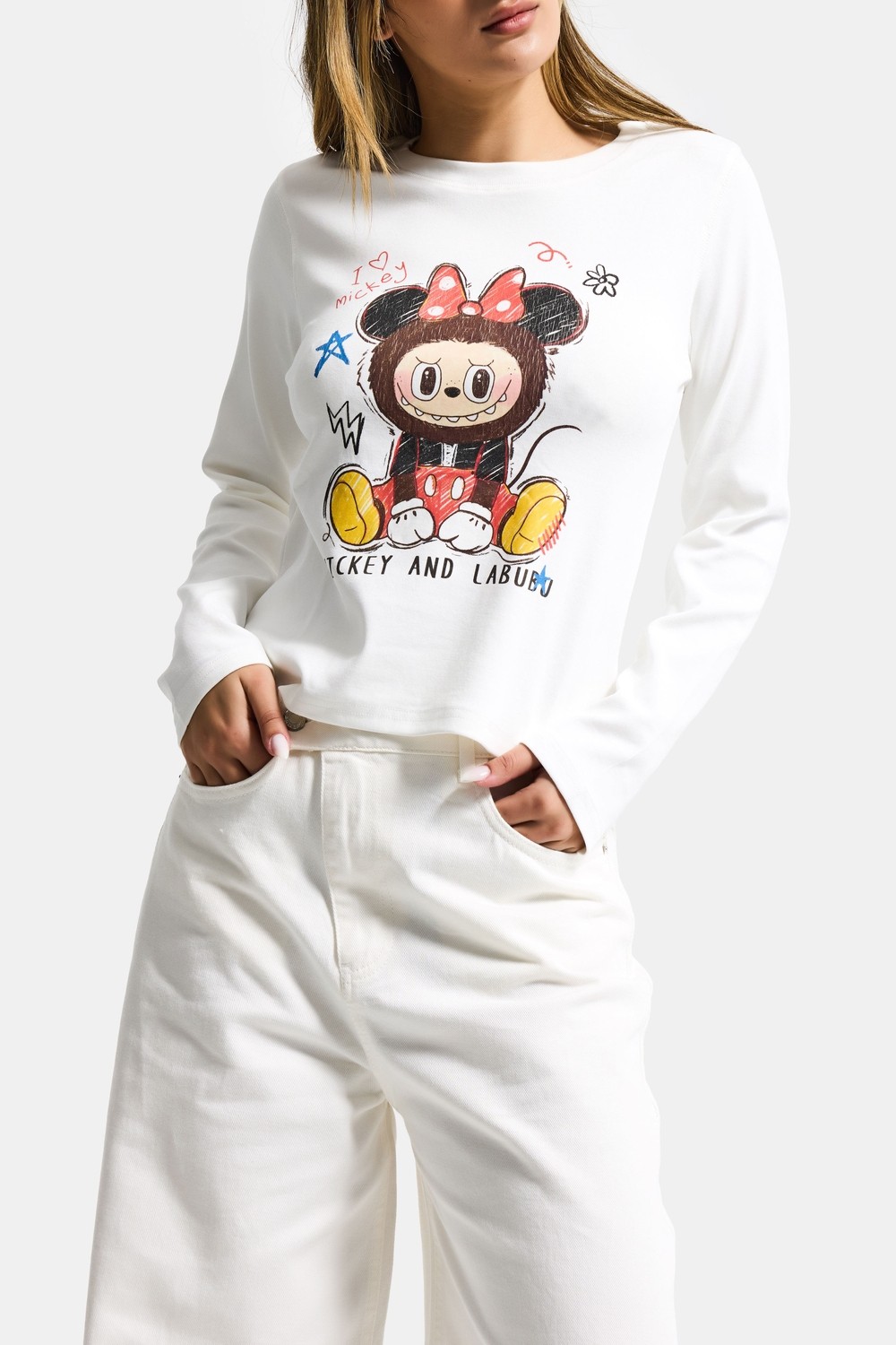 It's Basic Kadın Kırık Beyaz W5 Baskı Desenli Sweatshirt