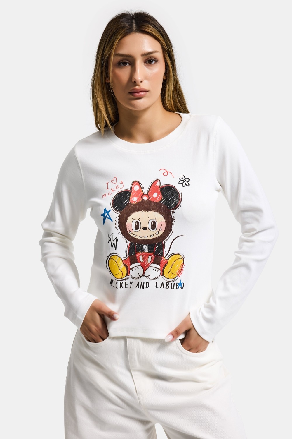 It's Basic Kadın Kırık Beyaz W5 Baskı Desenli Sweatshirt görsel 4