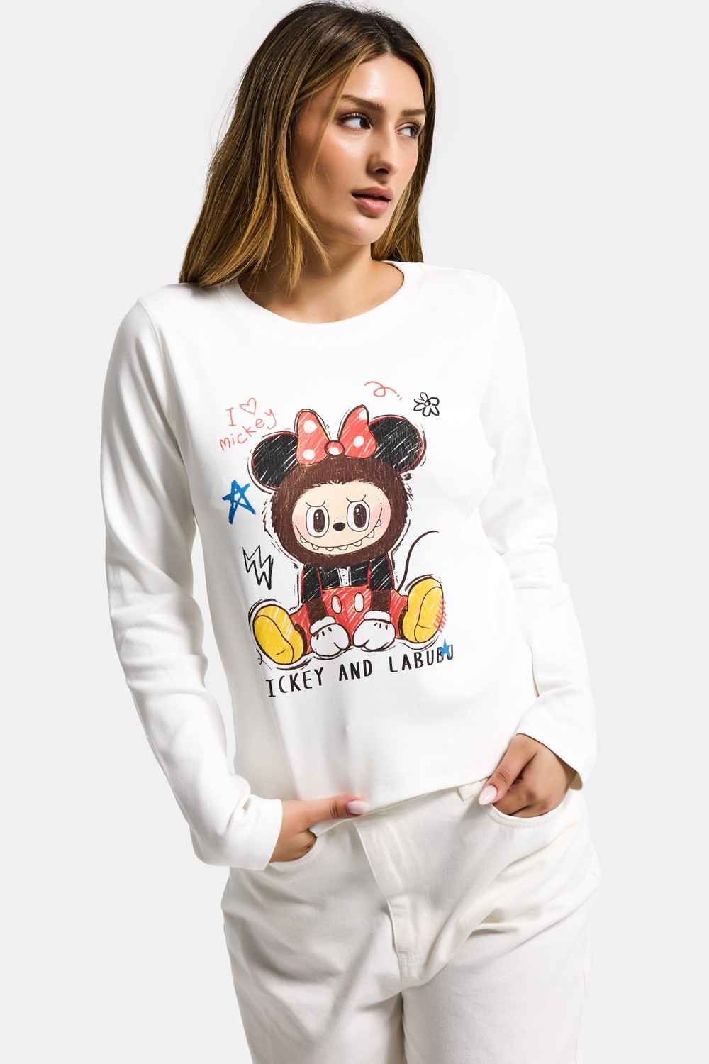 It's Basic Kadın Kırık Beyaz W5 Baskı Desenli Sweatshirt görsel 6