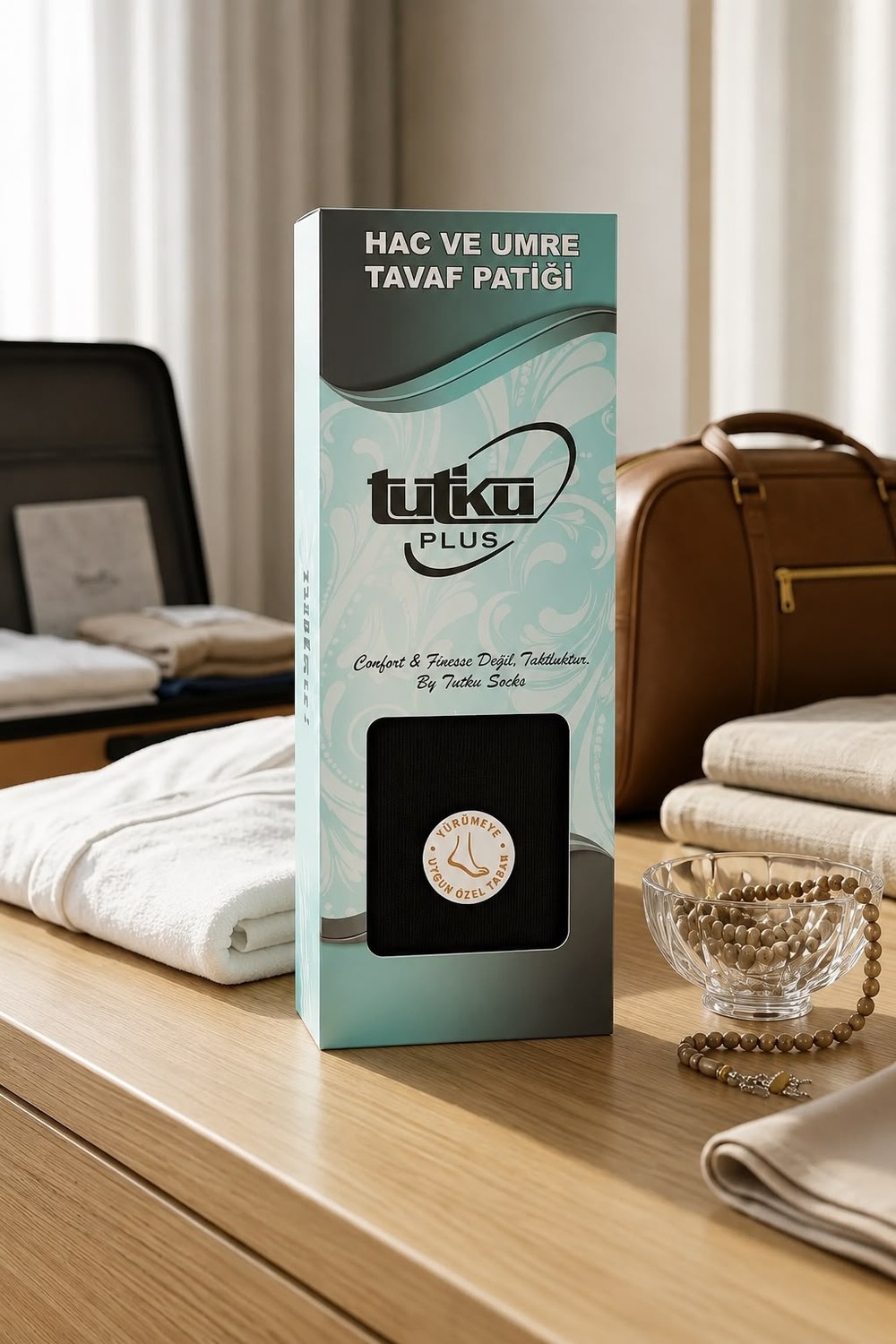 Tutku Plus Hac ve Umre Tavaf Patiği Kadın & Erkek Çift Paket | Kaydırmaz Silikon Tabanlı, Nefes Alan, Yumuşak ve Hafif Ibadet Çorabı (2 Çift) görsel 5