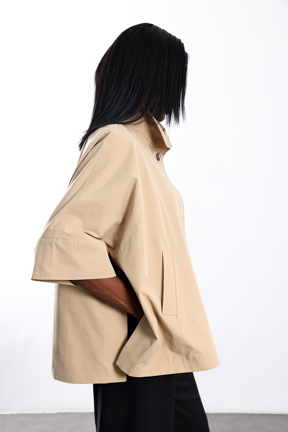5in1Canpolat Camel Oversize Kısa Trençkot 87159 görsel 5