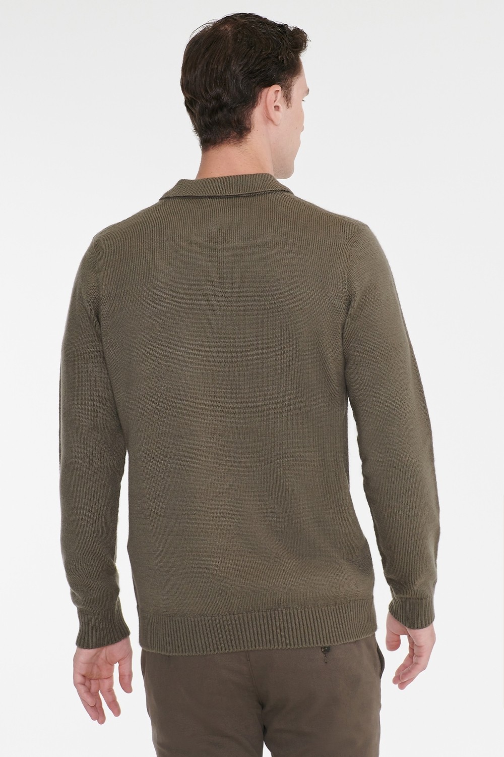 Altınyıldız Classics Standart Fit Normal Kesim Polo Yaka Jakarlı Triko Kazak görsel 5