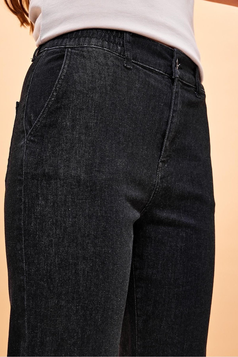 Vena Kadın Norah Jet Black Beli Lastikli Jean Pantolon görsel 3
