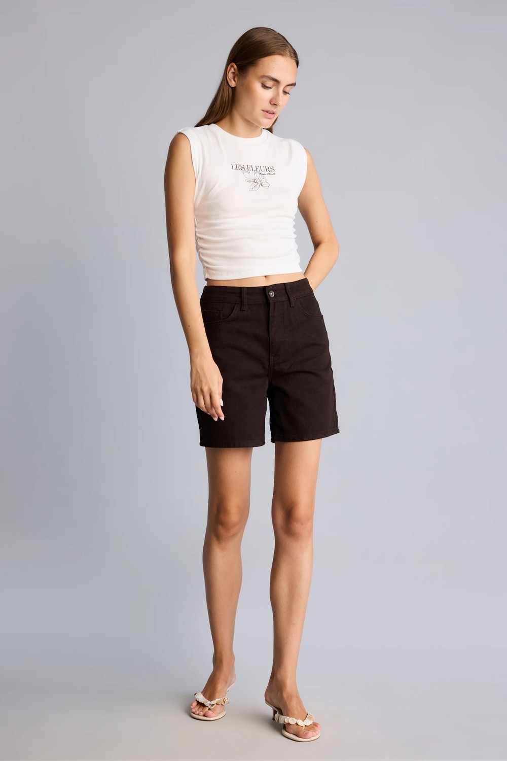 DeFacto %100 Pamuk Regular Fit 5 Cepli Jean Bermuda Şort I7380AX26SM görsel 3