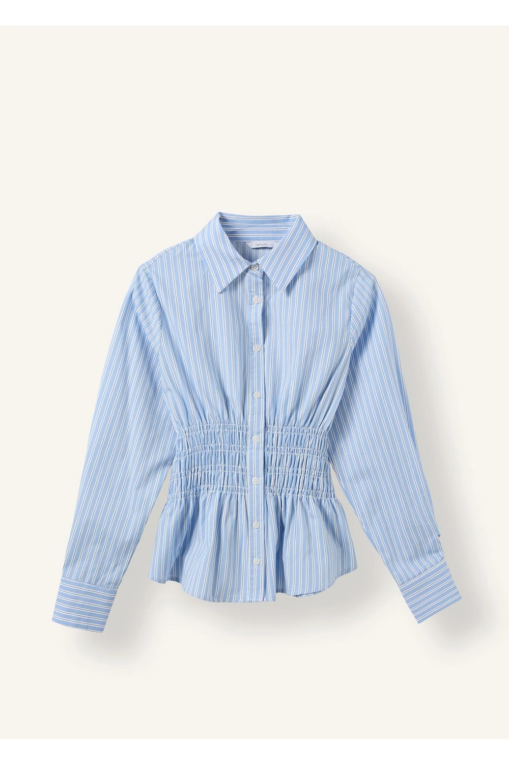 DeFacto %100 Pamuk Fitted Çizgili Poplin Uzun Kollu Gömlek H0347AX26AU görsel 6