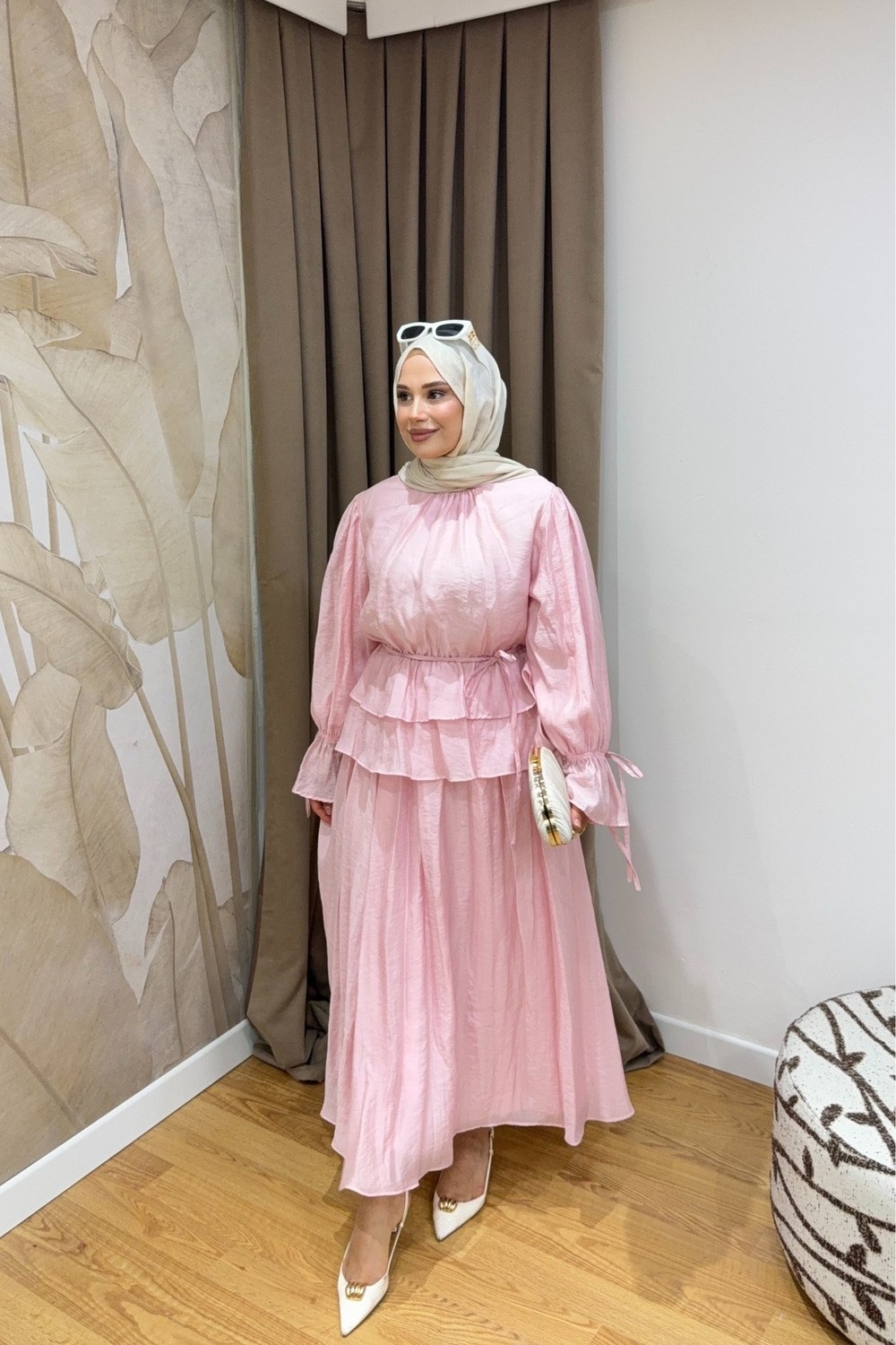 Salisburys Molly Nelly Kol ve Eteği Kat Kat Astarlı Etek Takım görsel 6