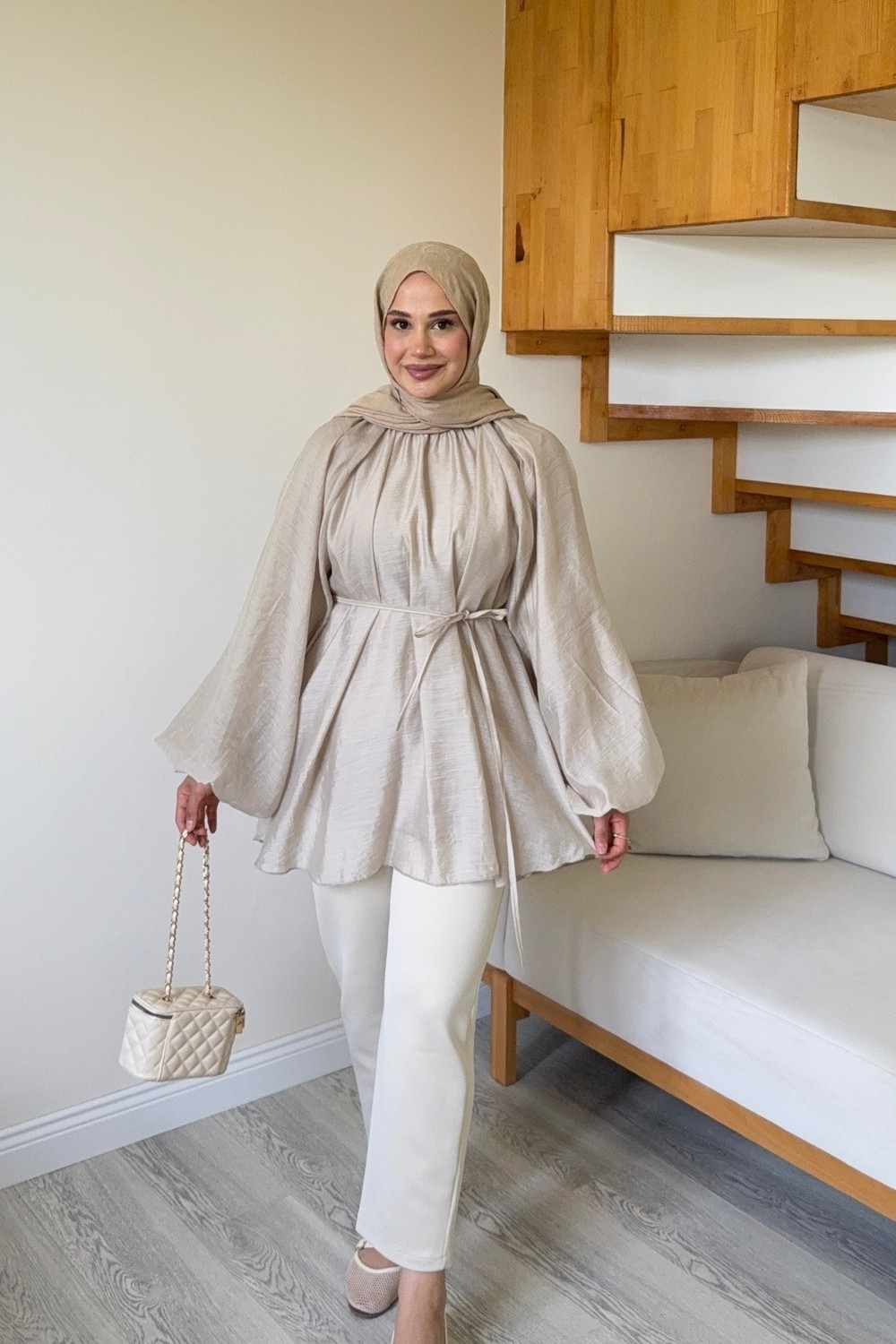 Salisburys Kadın Molly Nelly Balon Kol Bağcıklı Uzun Bluz görsel 8