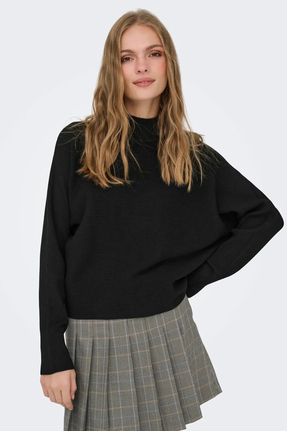 Jdy Kadın Jdyprıme Dik Yaka Kendinden Desenli Örme Kazak 15351898 Siyah görsel 2