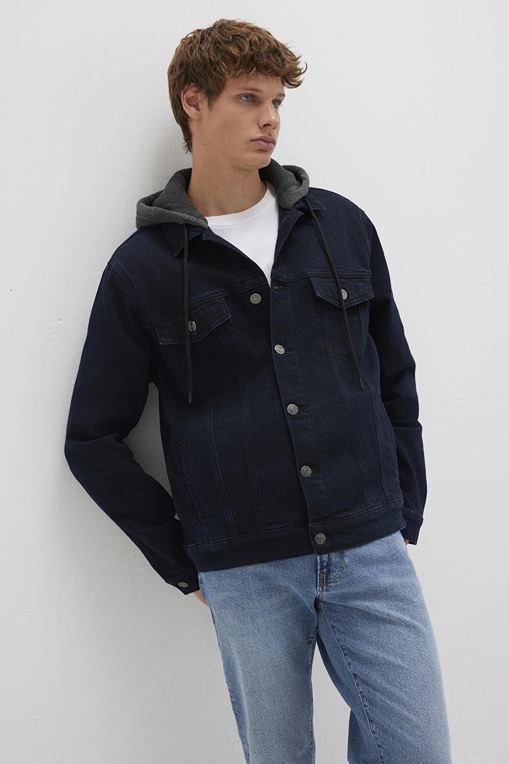 Mavi Erkek Brandon 90S Kapüşonlu Jean Ceket M0112808 Mürekkep Mavisi görsel 2
