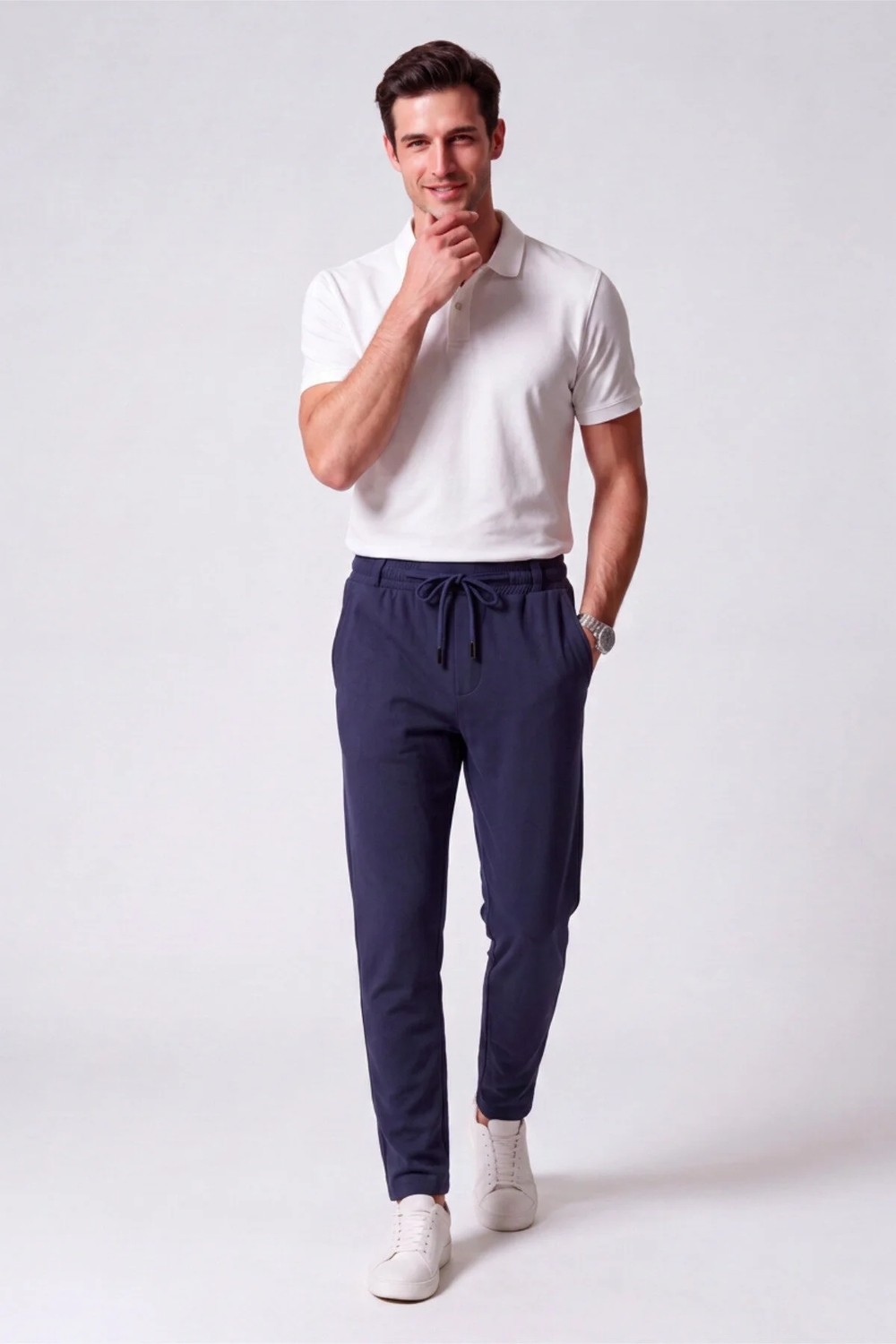 Veleno Erkek Siyah Pantolon Bel Lastikli Likralı Diz Izi Yapmayan Regular Fit Günlük Bağcıklı Jogger Stil görsel 8