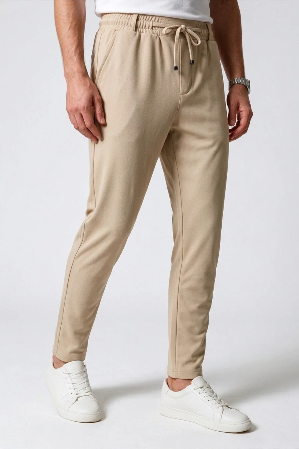 Veleno Erkek Siyah Pantolon Bel Lastikli Likralı Diz Izi Yapmayan Regular Fit Günlük Bağcıklı Jogger Stil