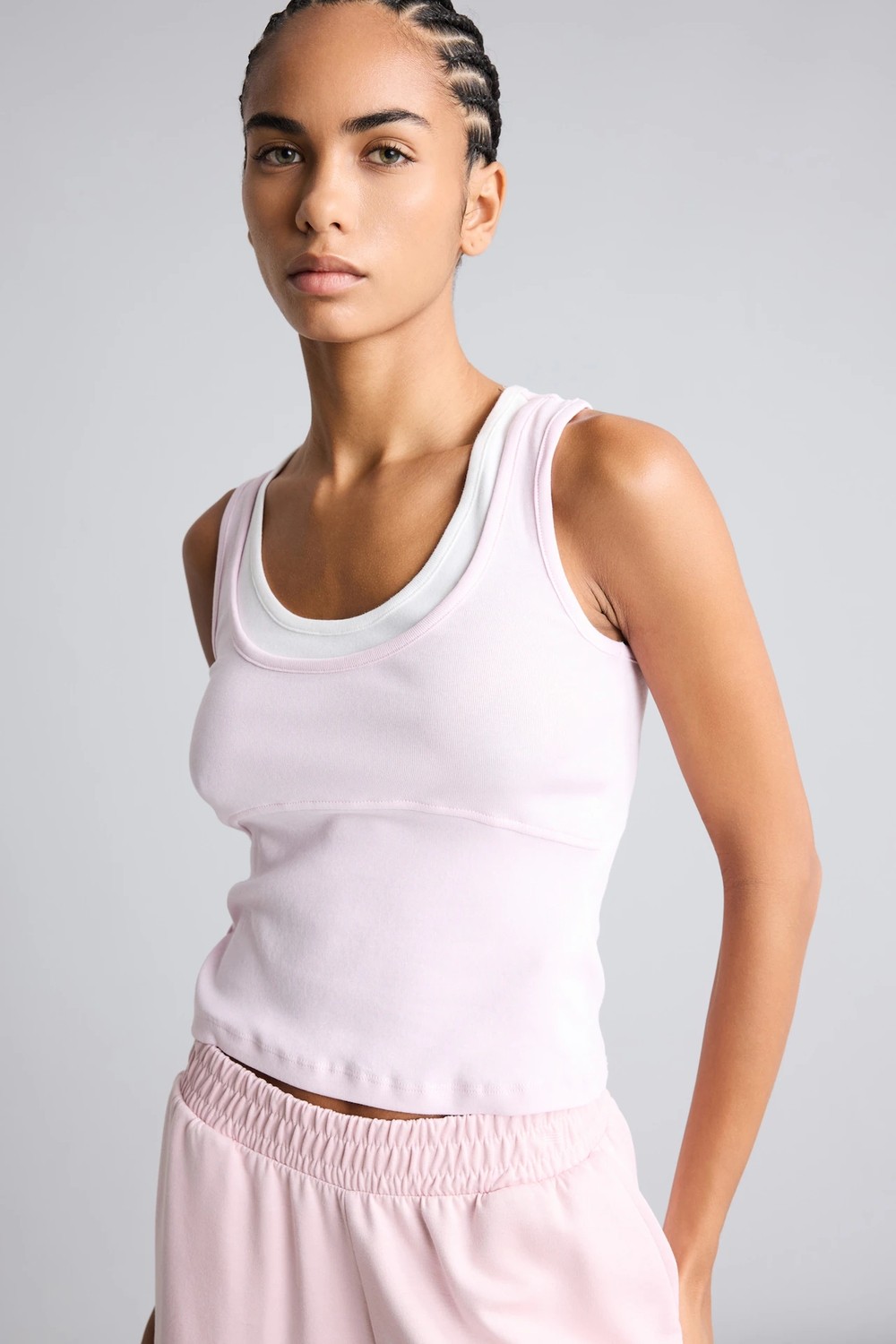 DeFacto Çift Katman Görünümlü Slim Fit Ribana Crop Basic Atlet I7464AX26HS görsel 5