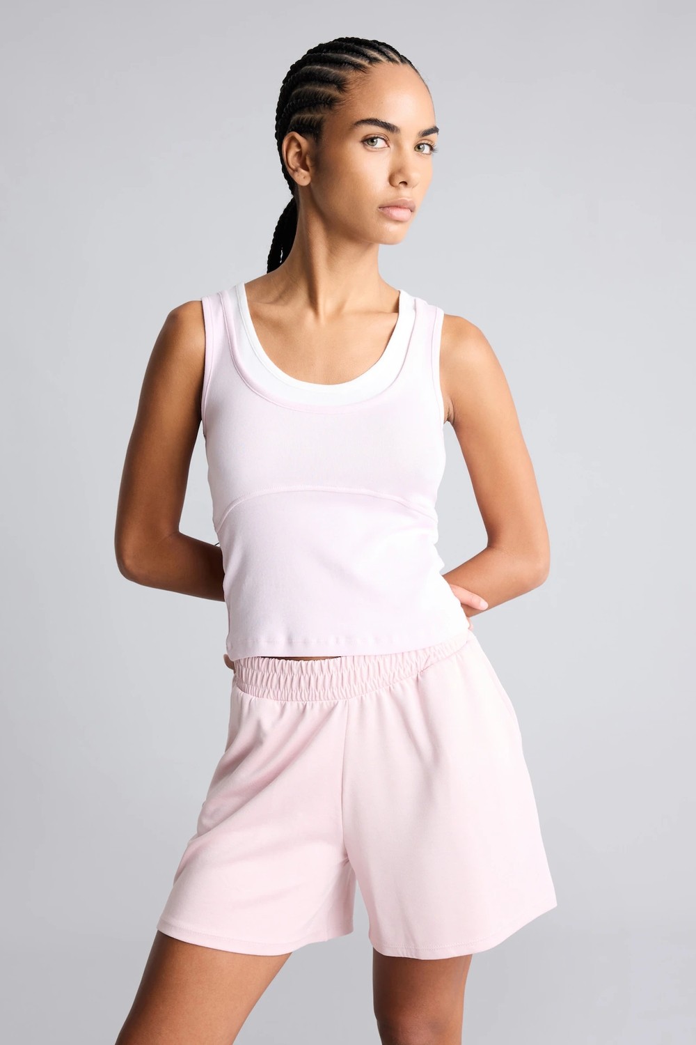 DeFacto Çift Katman Görünümlü Slim Fit Ribana Crop Basic Atlet I7464AX26HS görsel 7
